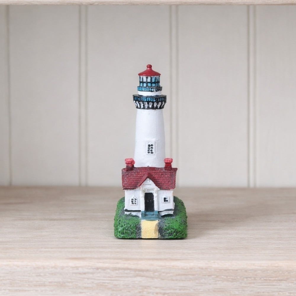 Vintage Mini Lighthouse Figurine Coastal Nautical Decor 4 Inch Resin